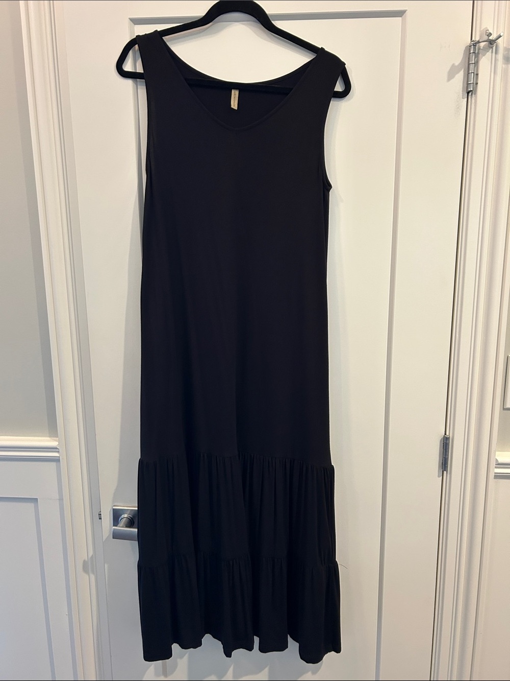 Soyaconcept Sleeveless Black Maxi Dress with Tiered Hem